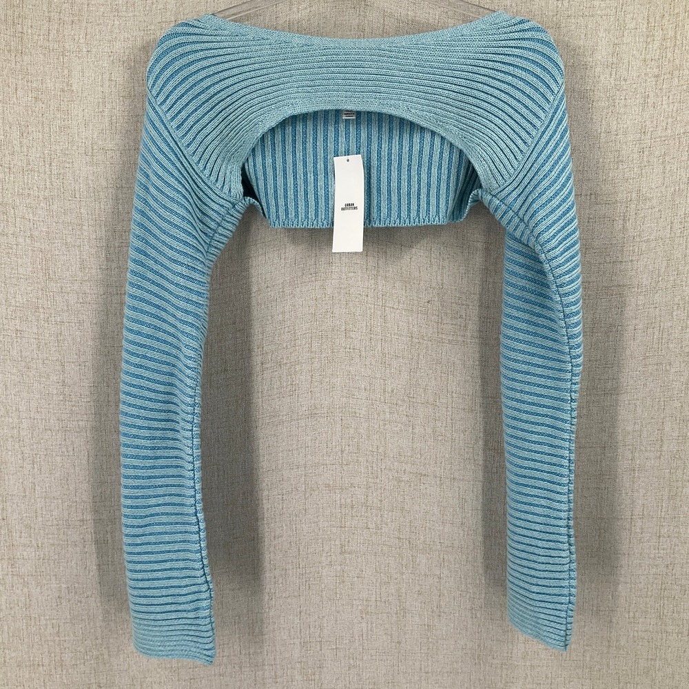 Urban Outfitters Shrug Sweater Women S Blue Ribbed Knit Cropped Bolero NEW